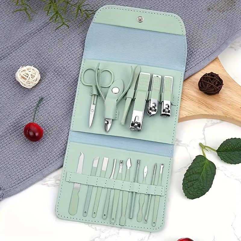 Nail Care Kit Mens - Professional 16-Piece Stainless Steel Manicure &