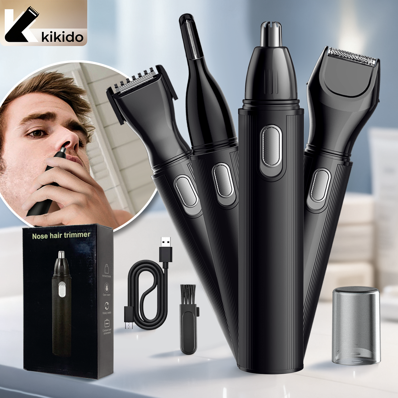 Men'S Grooming Electric Trimmer - KIKIDO 4 in 1 Nose Hair