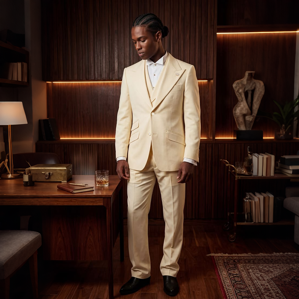 Formal Men's Cream 3Piece Suit - Men'S Grooming Cream avaliação e preço