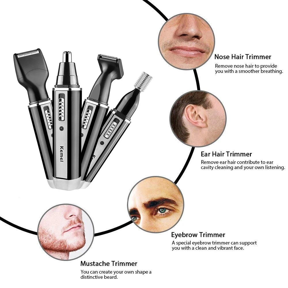 Kemei 4 in 1 trimmer for men E - Men'S Grooming Electric Trimmer avaliação e preço