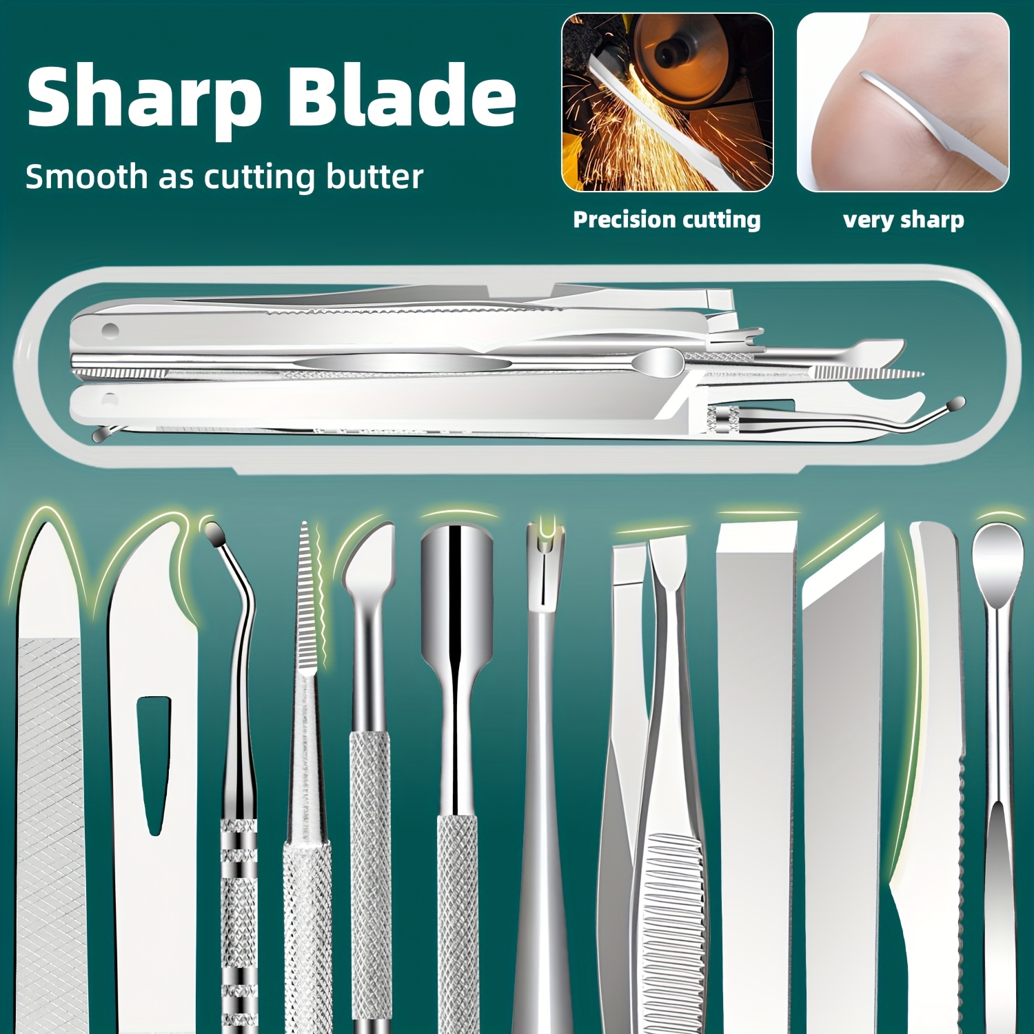 1/11/12pcs Stainless Steel Toe - Nail Care Kit Mens avaliação e preço