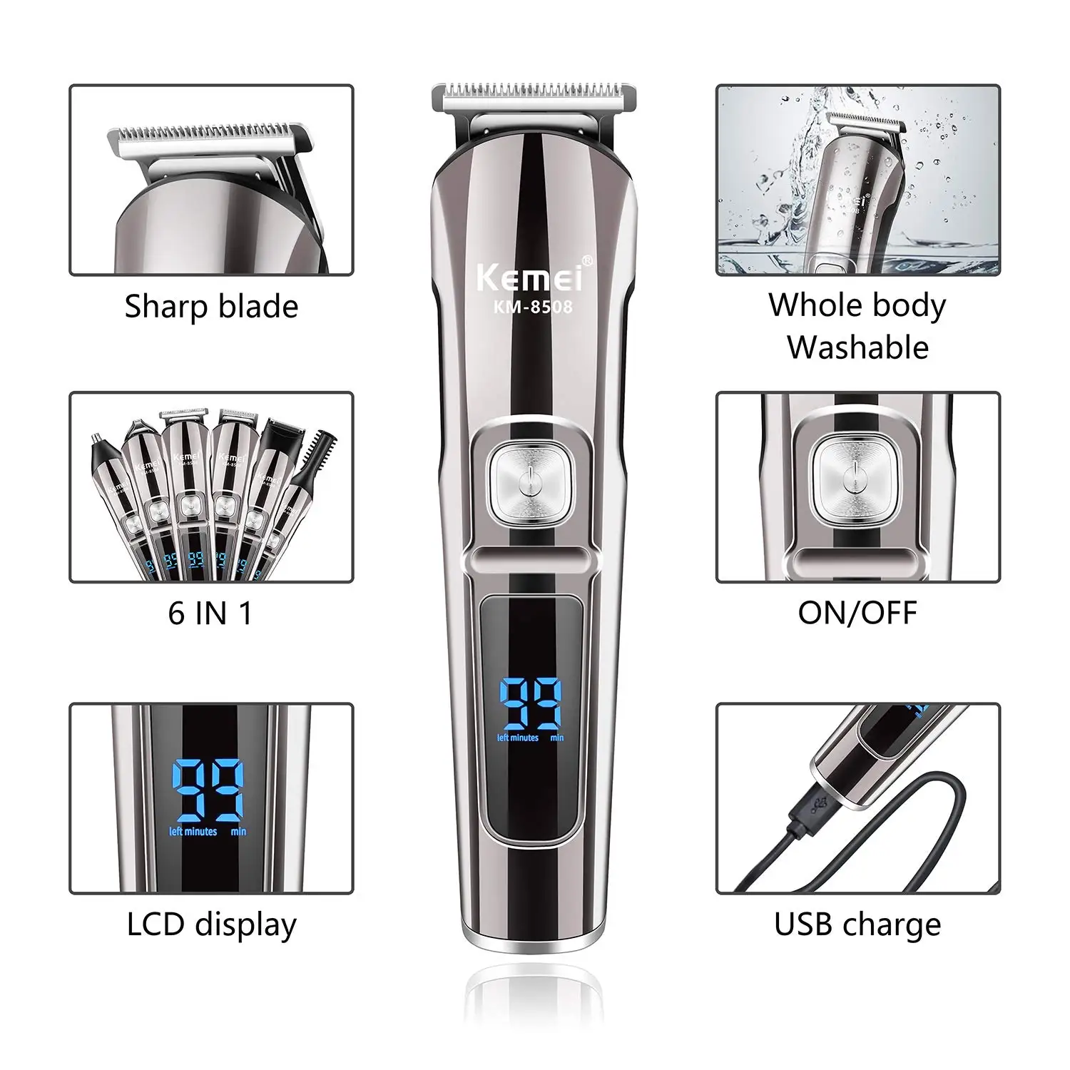 Kemei Professional Multifuncti - Men'S Grooming Electric Trimmer avaliação e preço
